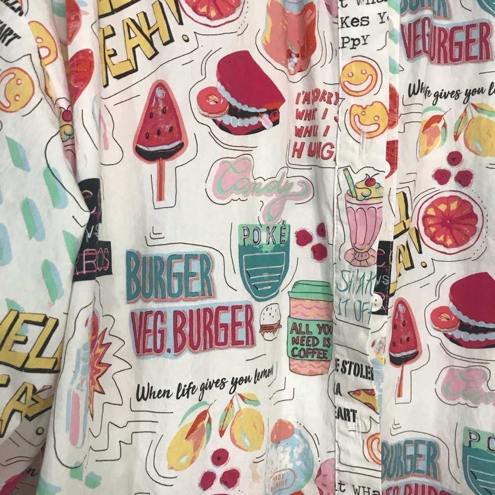 Zara Colorful Graphic Print Button-Up Tunic OVERSIZED - Picture 10 of 11